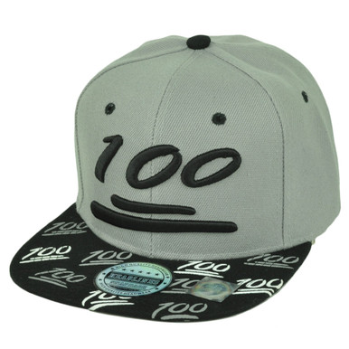 100 One Hundred Emoji Emoticons Symbol Flat Bill Hat Cap ...