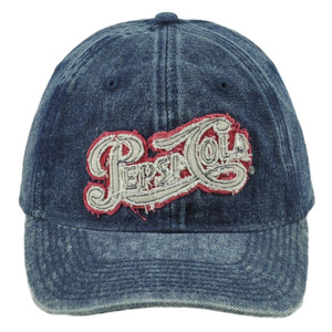 Pop Cult Pepsi Cola Drink Beverage Adjustable Adults Denim Distressed Hat Cap