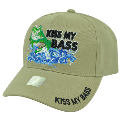 Kiss My Bass with Fish Fisherman 3D Embroidered Baseball Cap Hat