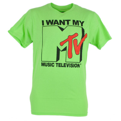 I Want My MTV Logo Music Television Show Neon Green Tshirt Shirt