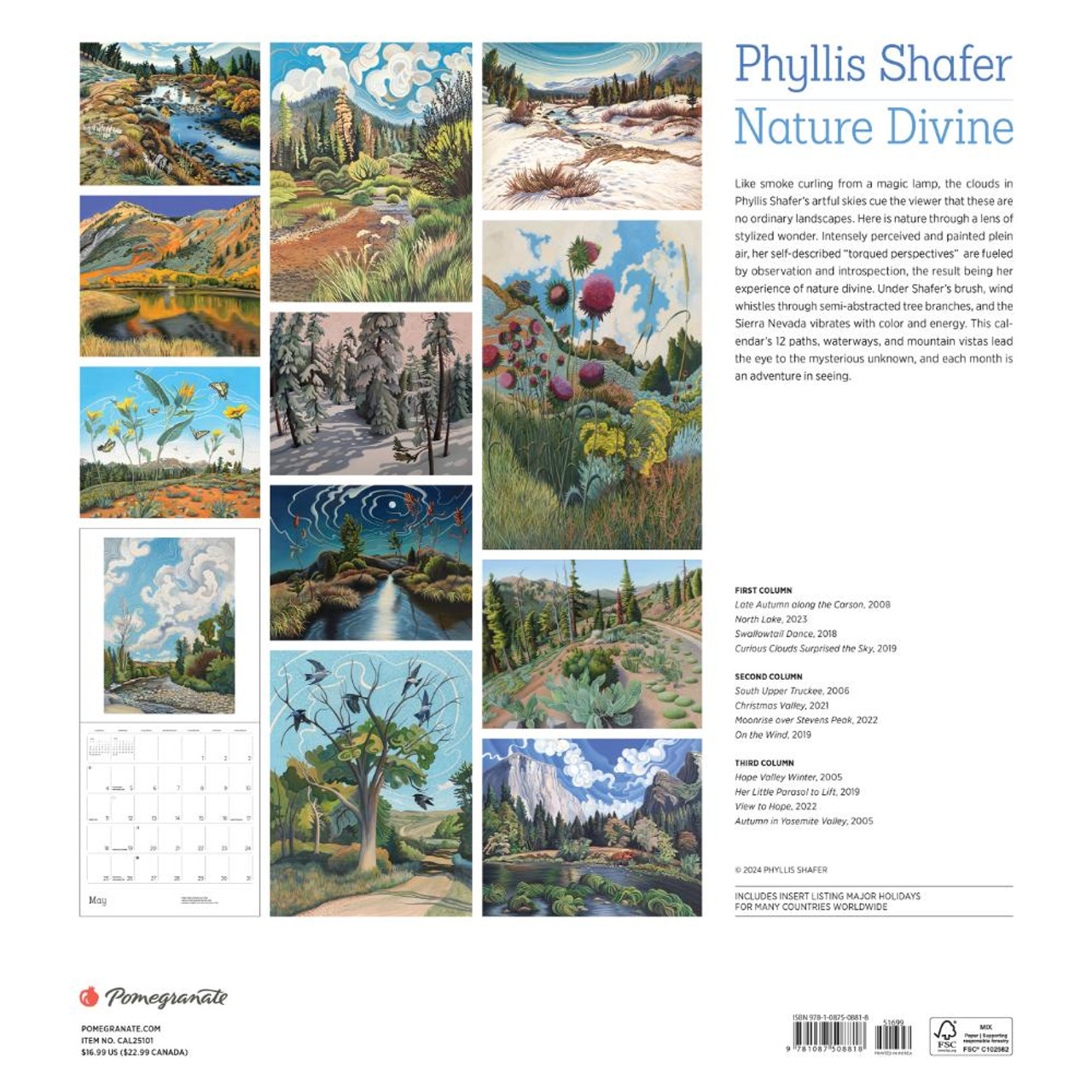 Phyllis Shafer Nature Divine 2025 Wall Calendar Pen Paper Gift