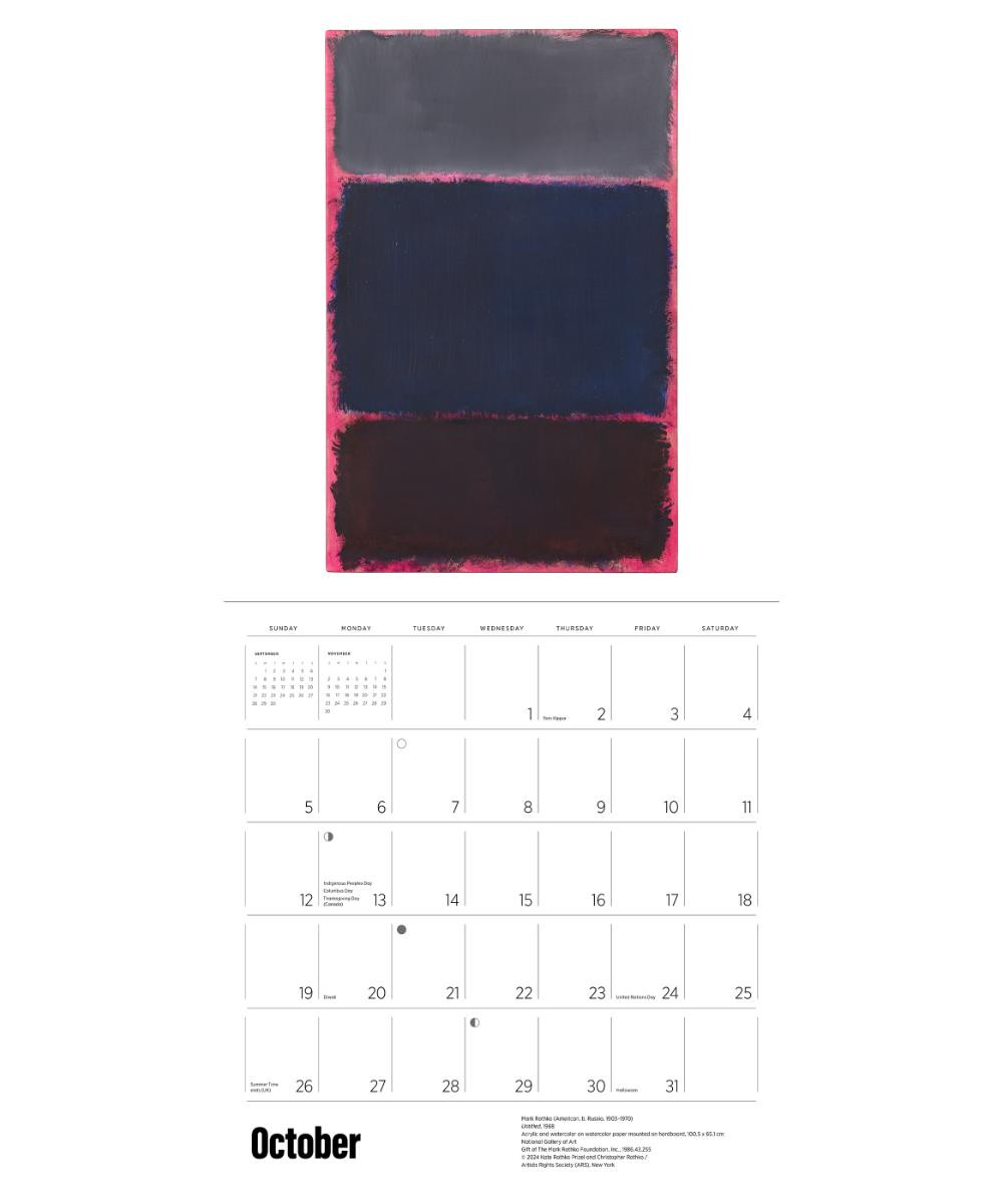 Rothko 2025 Wall Calendar Pen Paper Gift