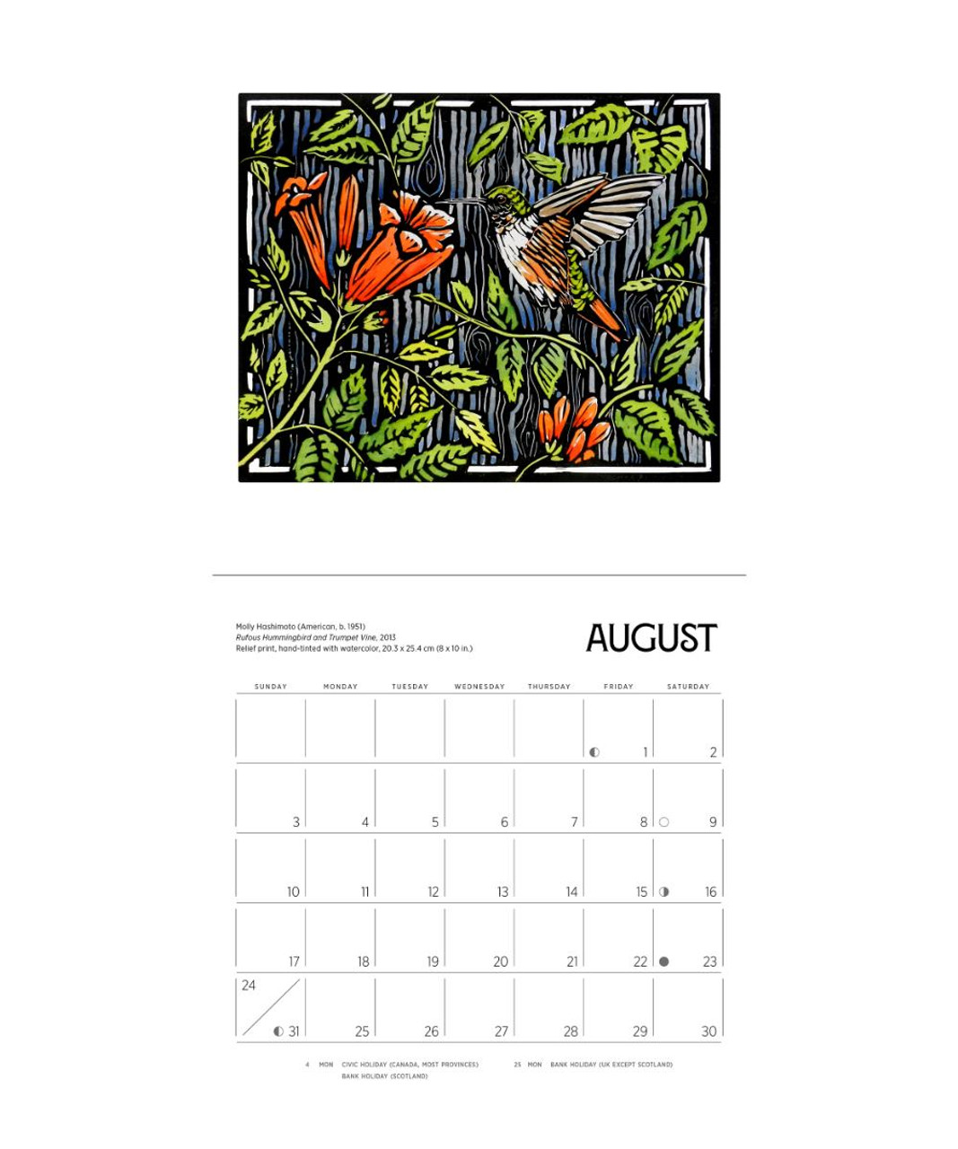 Molly Hashimoto Birds & Blooms 2025 Mini Calendar Pen Paper Gift