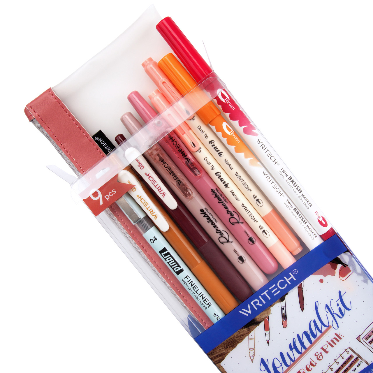 Color Code Journals COLOR CODED JOURNAL KIT 9PCS, PENCIL CASE (RED & PINK) - Pen Paper Gift
