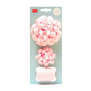 SET OF TWO BOWS AND A RIBBON - BOWS & RIBBON SET - PINK
