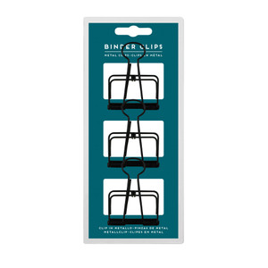 SET OF 3 METAL CLIPS - BINDER CLIPS - BLACK