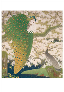 Imazu Tatsuyuki: Peacocks & Cherry Blossoms Birthday Card
