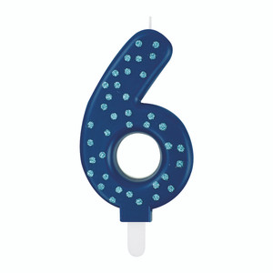 MAXI CAKE CANDLE - NUMBER 6 - BLUE  - Pack of 3