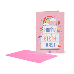 LARGE GREETING CARD - GREETING CARD - RAINBOW CAKE - CAKE