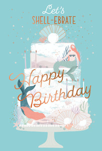 GREETING CARD - MERMAID CAKE - PACK OF 5