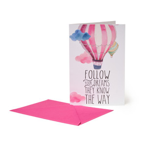 LARGE GREETING CARD - GREETING CARD - AIR BALLOON - FOLLOW YOUR DREAMS