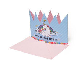LARGE GREETING CARD - GREETING CARD - PRINCESS CROWN - UNICORN