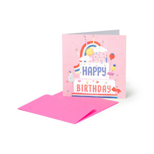 SMALL GREETING CARD - RAINBOW - CAKE