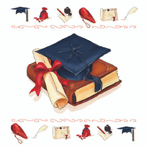 GREETING CARDS - 7X7 GRADUATION HAT - PACK OF 10
