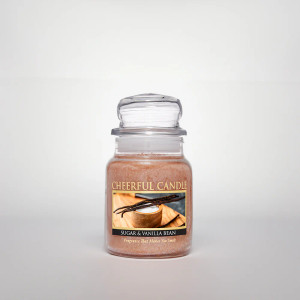 CB 190-6OZ-SMALL CHEERFUL CANDLE JAR Sugar & Vanilla Bean