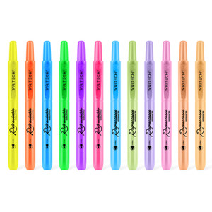 RETRACTABLE HIGHLIGHTER, 12 PCS SET, PAPER BOX