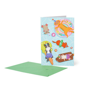 LARGE GREETING CARD - POOL DOGS