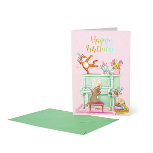 LARGE GREETING CARD - PIANO CATS
