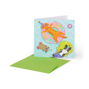 SMALL GREETING CARD - POOL DOGS