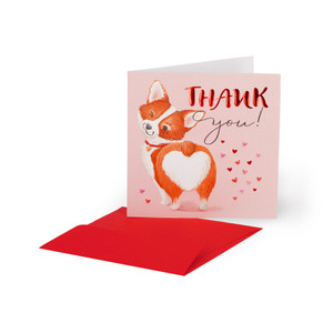 SMALL GREETING CARD - THANK YOU CORGI