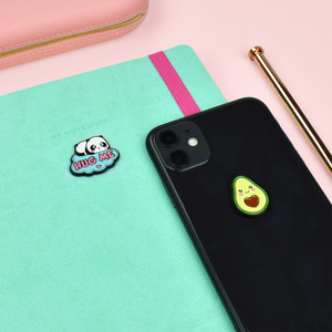 SET OF 2 METAL STICKERS - CUTIE - PANDA + AVOCADO