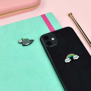 SET OF 2 METAL STICKERS - CUTIE - NARWHAL + RAINBOW
