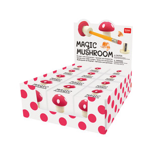 PENCIL SHARPENER W/ERASER - MAGIC MUSHROOM - RED - MUSHROOMS