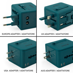 UNIVERSAL TRAVEL ADAPTER - WORLDWIDE TRAVEL ADAPTER - PETROL BLUE