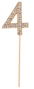 Rhinestone Number 4, Silver (1 pc)