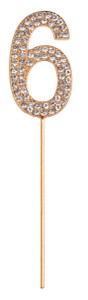 Rhinestone Number 6, Silver (1 pc)