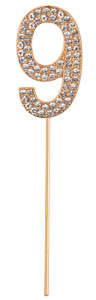 Rhinestone Number 9, Silver (1 pc)