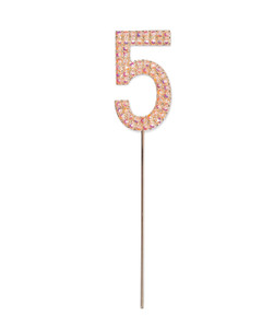 Rhinestone Number 5, Pink (1 pc)