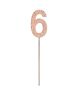 Rhinestone Number 6, Pink (1 pc)