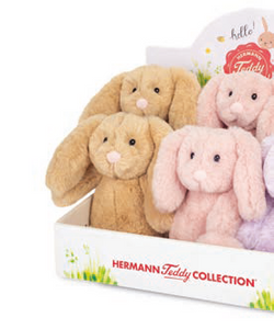 Hermann Teddy 6 Bunnies 3 col.ass. 20 cm in displ. box