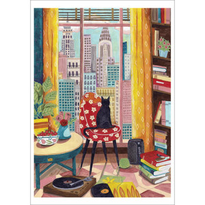 Caroline Bonne Müller: Black Cat in New York Window Notecard