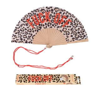 Hand fan "fuck off" leopard