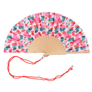 Hand fan pink and red poppies
