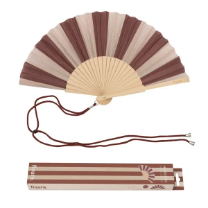 Hand fan brown and beige stripes