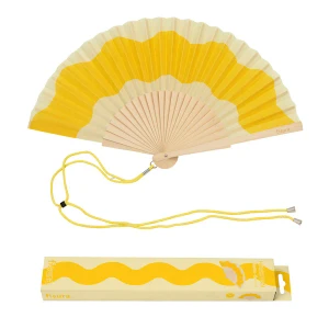 Hand fan yellow waves