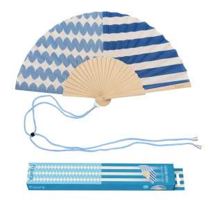 Hand fan symmetrical blue