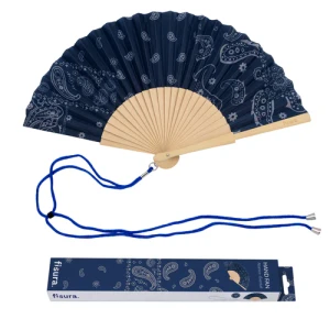 Hand fan paisley blue