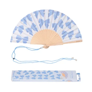 Hand fan blue ribbon