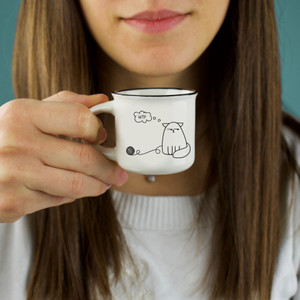 2 COFFEE MUGS - ESPRESSO FOR TWO - DOG AND CAT
