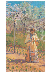 MacMonnies's Garden (The Artist's Wife in Giverny) Notecard - Pack of 6