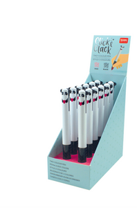 CLICK&CLACK TWO COLOR PEN - PANDA - DISPLAY 12 PCS