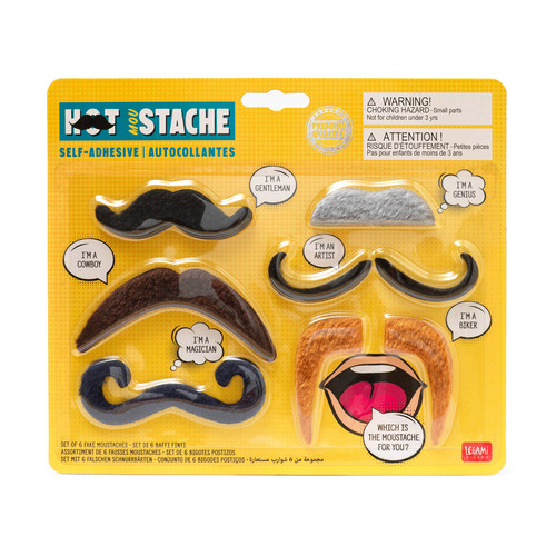 SET OF 6 ADH. FAKE MOUSTACHES - HOT MOUSTACHE