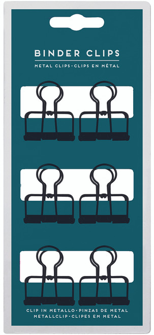 BINDER CLIPS - SET OF 6 METAL CLIPS MEDIUM SIZE - Pack of 6