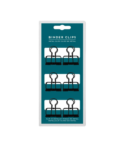 BINDER CLIPS - SET OF 6 METAL CLIPS MEDIUM SIZE