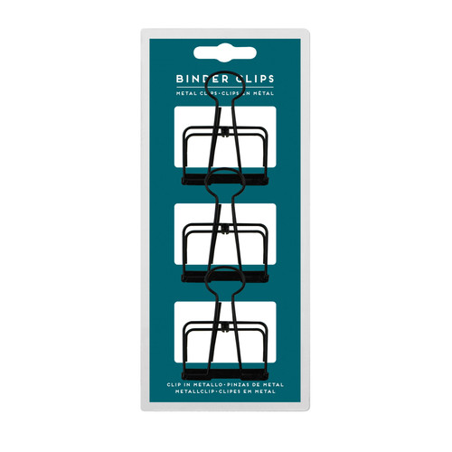 SET OF 3 METAL CLIPS - BINDER CLIPS - BLACK