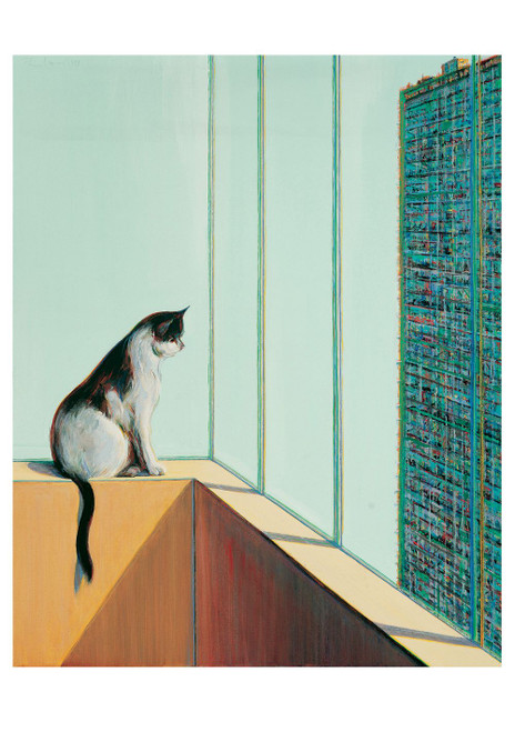 Wayne Thiebaud: Cat and Building Notecard